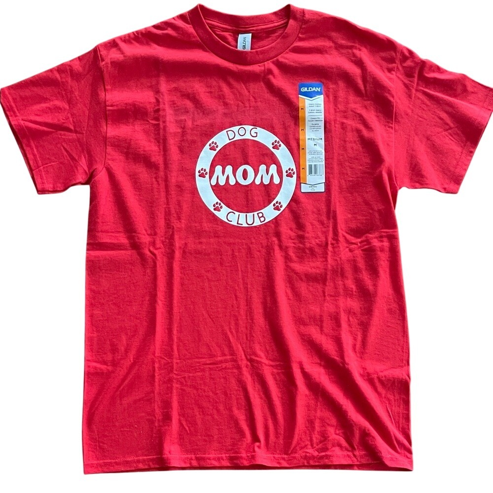 Gildan Red‎ 'Dog Mom Club' Graphic Tee Medium NWT